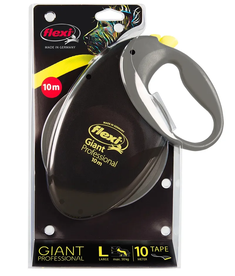 Flexi Smycz Giant L Taśma 10m Do 50kg Neon - Żółty