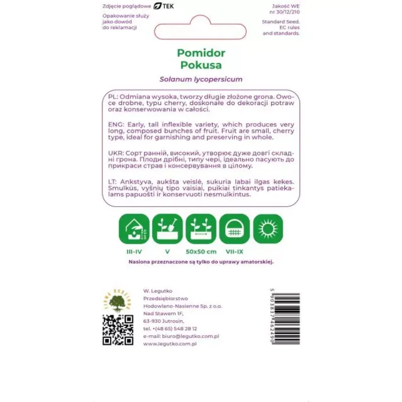 Pomidor Gruntowy Wysoki Wokółowocie Typu Cherry Wczesny GARDIVA 0,60 g