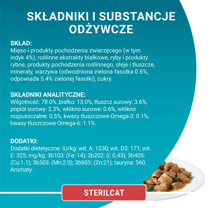 Purina One Sterilcat Karma Dla Kota Z Indykiem I Zieloną Fasolką 85g