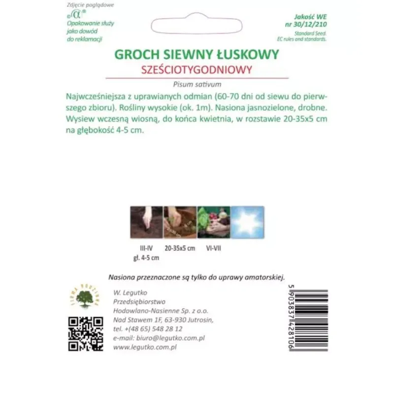 Groch Siewny Sześciotygodniowy Wczesny Gładkonasienny GARDIVA 40 g