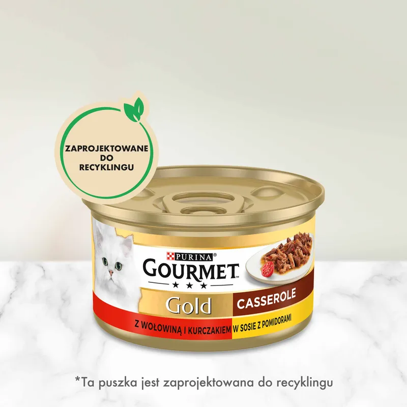 Purina Gourmet Gold Z Wołowiną I Kurczakiem W Sosie Z Pomidorami 85g