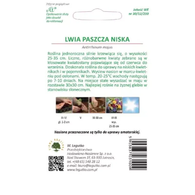 Nasiona Lwia Paszcza Niska Mieszanka Kwiatów Ogrodowych GARDIVA 1,5 g
