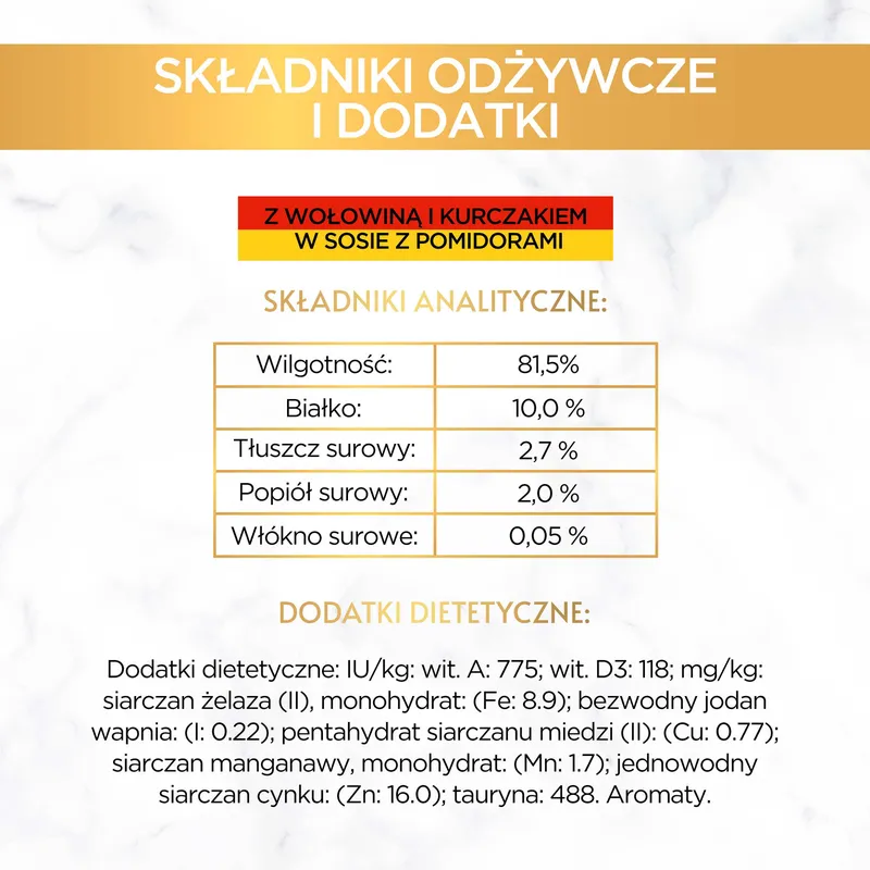 Purina Gourmet Gold Z Wołowiną I Kurczakiem W Sosie Z Pomidorami 85g