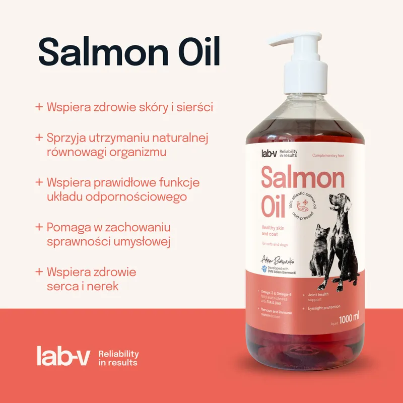 Olej Z Łososia Dla Psa I Kota 100% Naturalny ZOOJOY 1000 ml Butelka