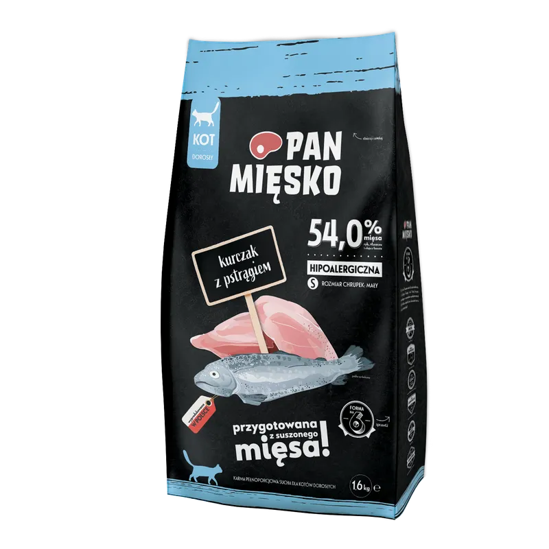 PAN MIĘSKO Kurczak Z Pstrągiem S Dla Kota 1,6kg
