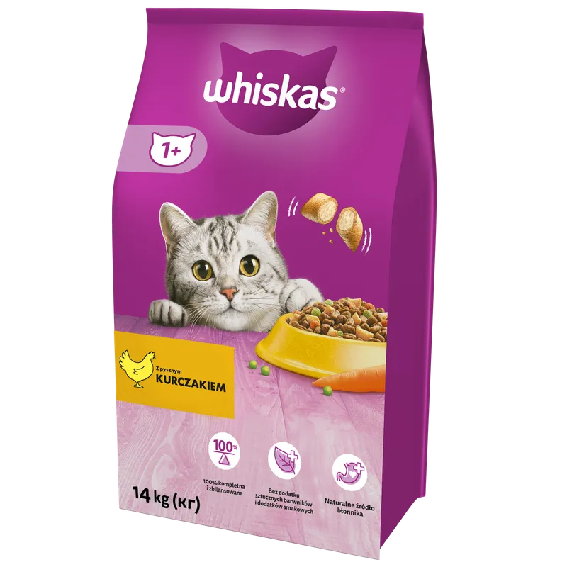 WHISKAS Karma Sucha Dla Kota 1+ Z Kurczakiem 14kg