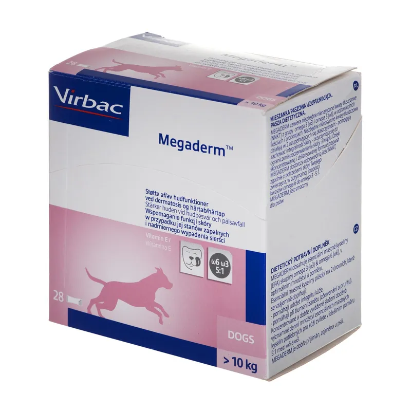 Virbac Megaderm 28x8 ml Suplement Diety Dla Psów 10-30 kg Na Problemy Skórne