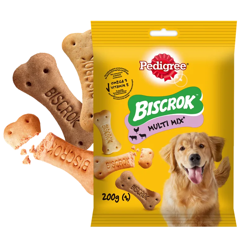 Pedigree Biscrok Ciasteczka Dla Dorosłych Psów W Kształcie Kostek Z Jagnięciną, Kurczakiem I Wołowiną 200g