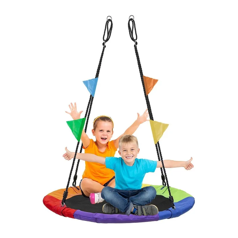 Huśtawka Ogrodowa Bocianie Gniazdo XL Multikolor Chorągiewki GARDIVA 100 cm