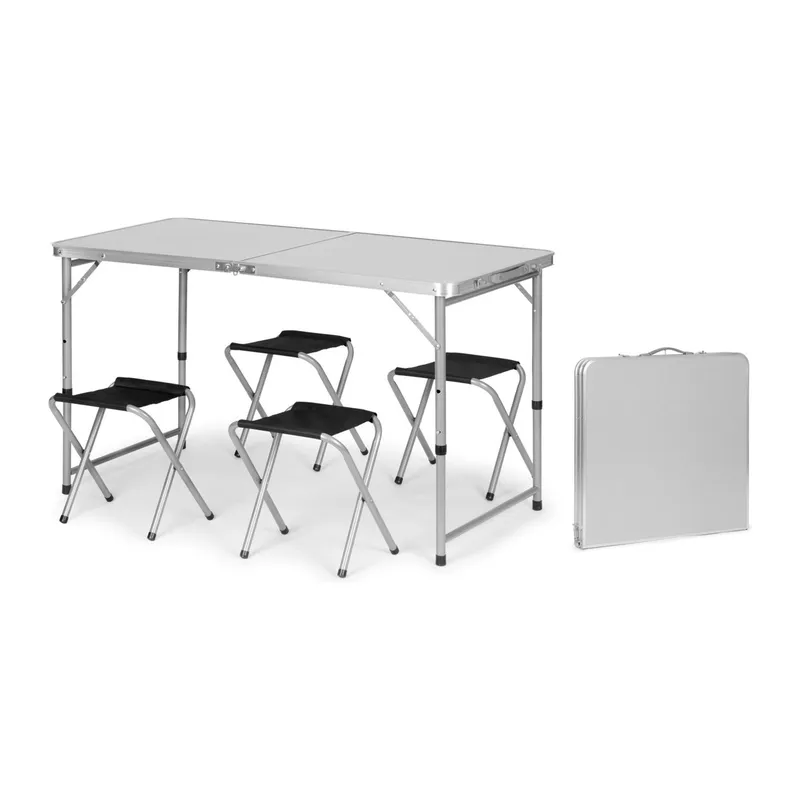 Stół Turystyczny Składany Aluminiowy Z 4 Krzesłami GARDIVA 120 x 60 x 70 cm
