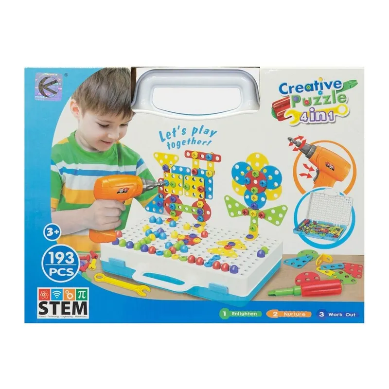 Puzzle Konstrukcyjne W Walizce 193 Elementy Z Narzędziami TUM-TUM