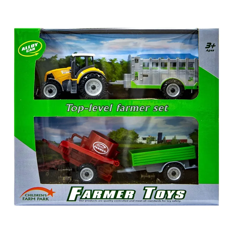 Traktor Zabawkowy Realistyczny Z Przyczepami 19 cm TUM-TUM - Pomarańczowy