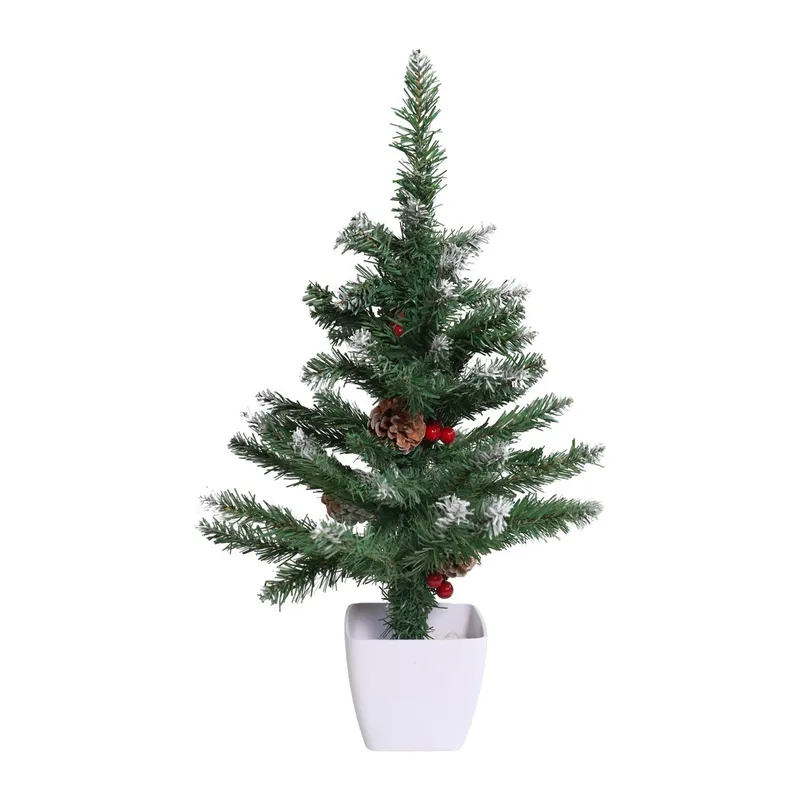 Choinka Sztuczna W Doniczce Sosna Ośnieżona 90 cm Na Biurko VENDEA