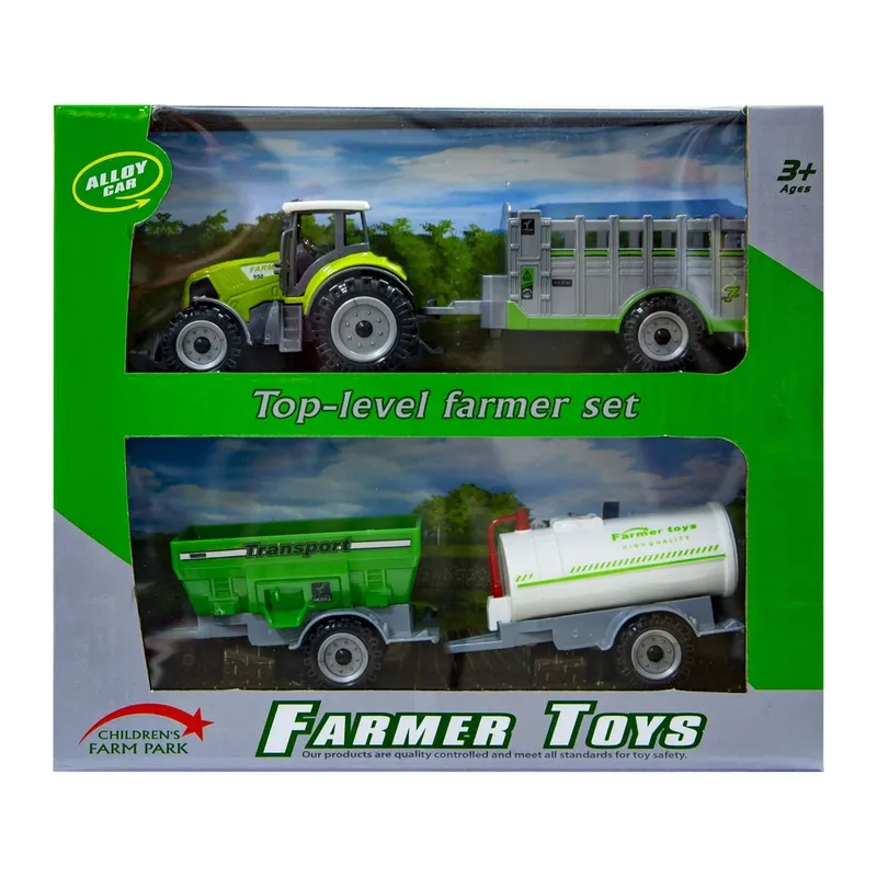 Traktor Zabawkowy Z Wymiennymi Przyczepami 19 cm TUM-TUM - Zielony