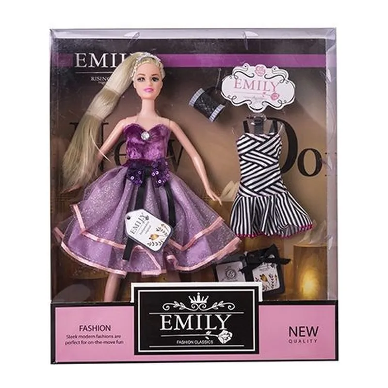 Lalka Emily 29 cm W Balowej Sukience TUM-TUM Z Drugą Sukienką I Torebką