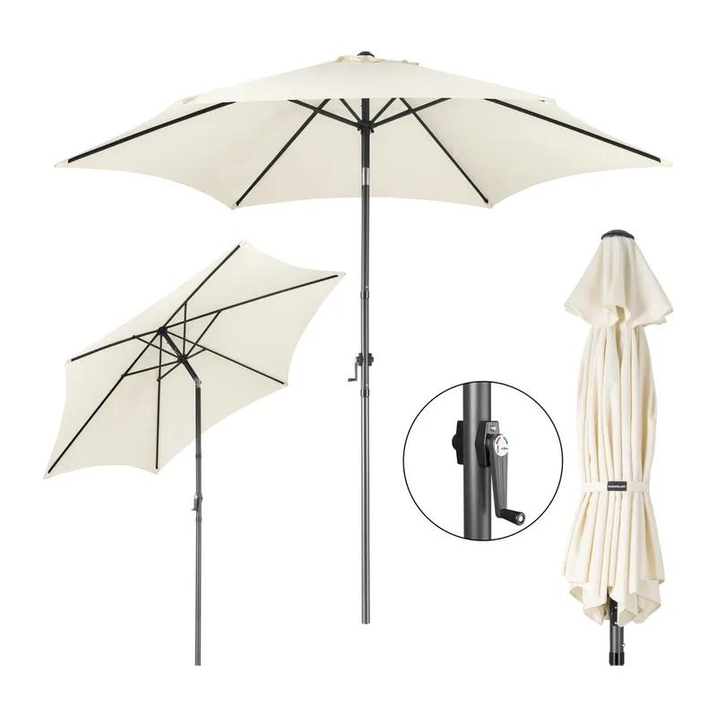 Składany Parasol Ogrodowy Balkonowy Regulowany 300 cm GARDIVA - Beżowy