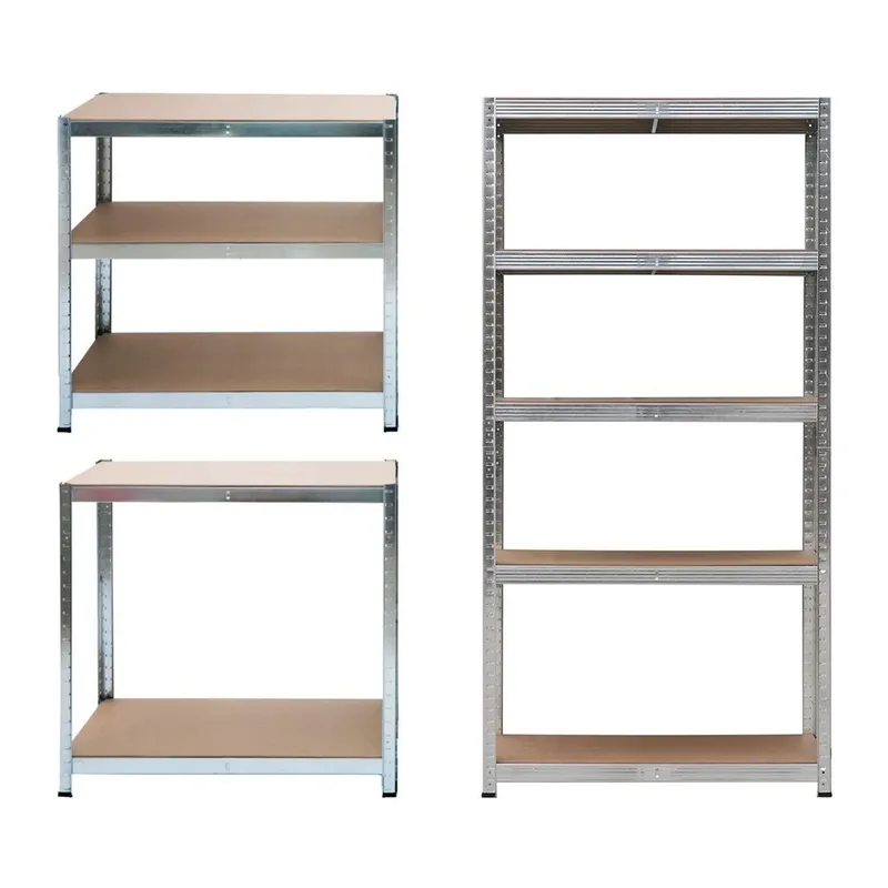 Regał Magazynowy Metalowy 2w1 5 Półek MDF VENDEA 180 x 90 x 40 cm