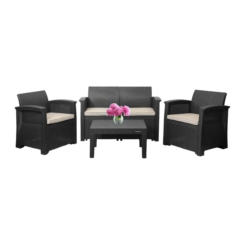 Zestaw Mebli Ogrodowych Technorattan Sofa 2 Fotele Stolik GARDIVA