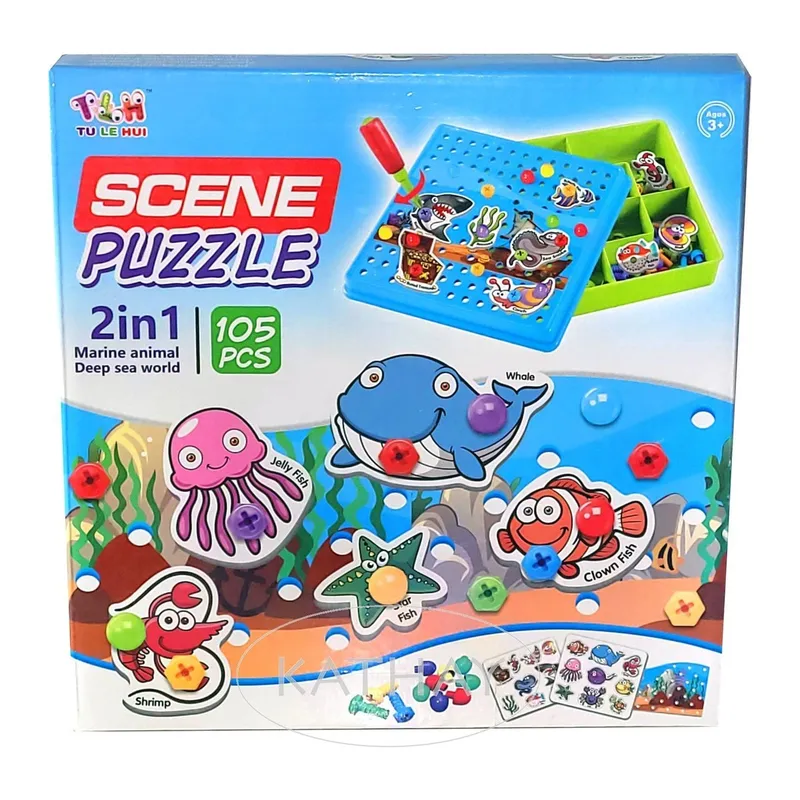 Puzzle Konstrukcyjne 105 Elementów Ze Śrubokrętem I Planszą Morską TUM-TUM