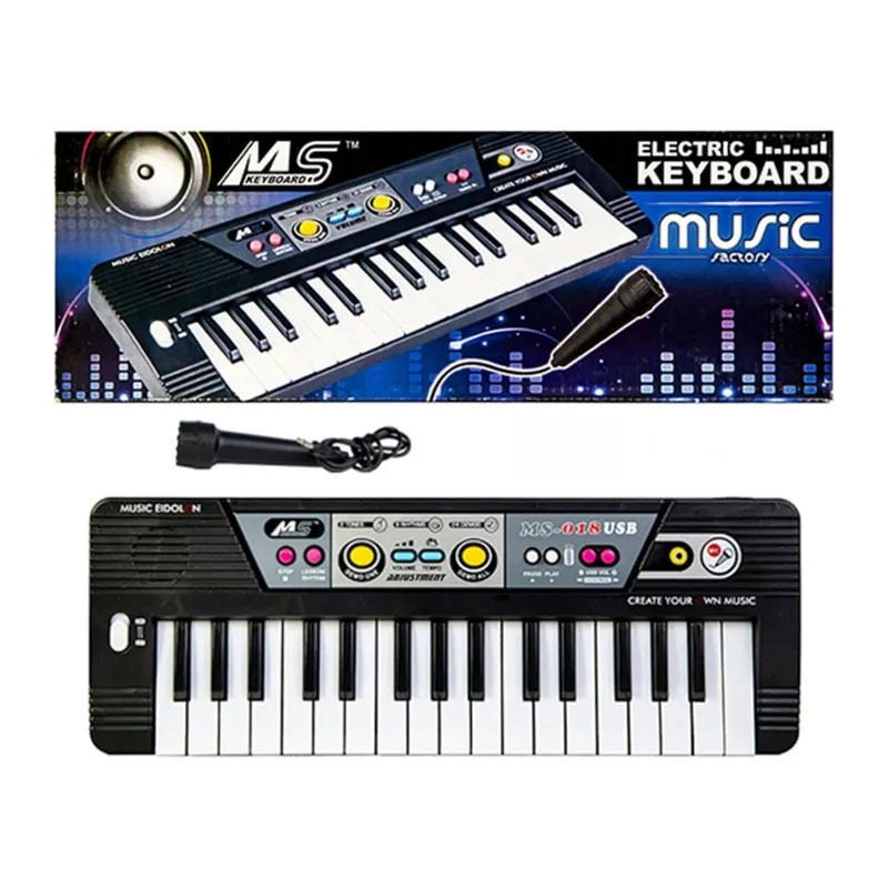 Duże Organki Pianinko Keyboard Z Mikrofonem 37 Klawiszy TUM-TUM - Czarne