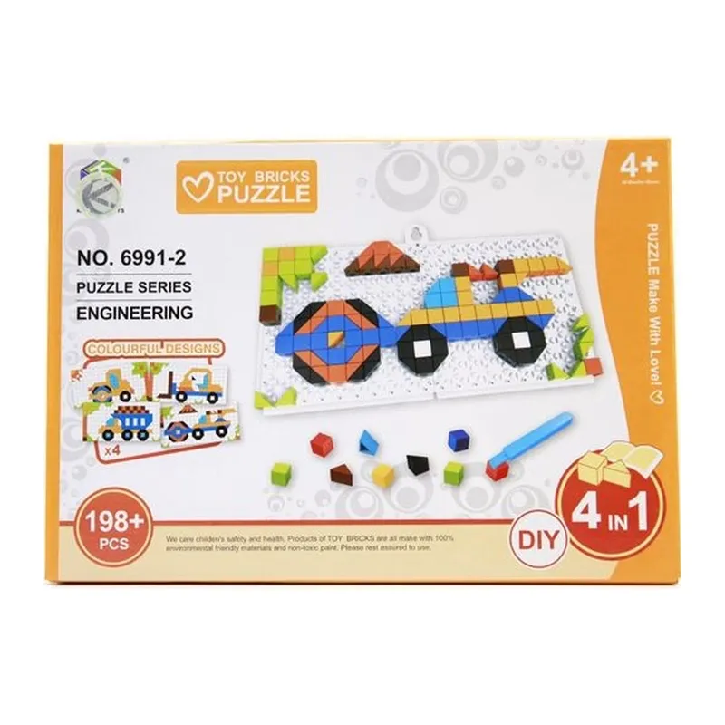 Puzzle Układanka Dla Dzieci 198 Elementów 4w1 Pojazdy TUM-TUM