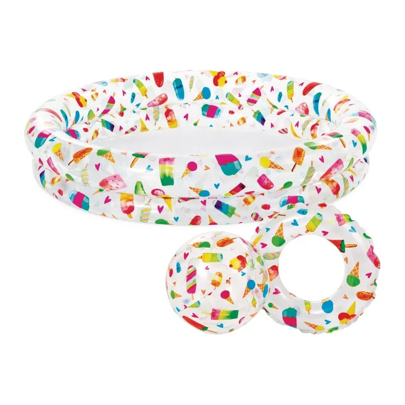 Dmuchany Basen Ogrodowy Zestaw Z Piłką I Kołem INTEX Lody 122 x 25 cm