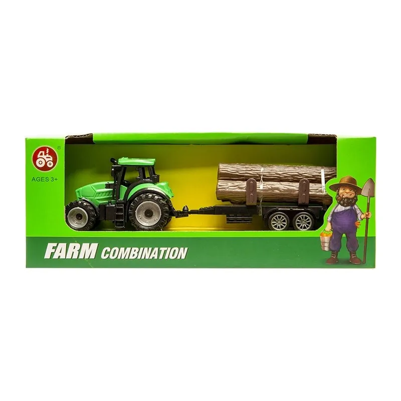 Mały Traktor Z Przyczepą Na Drewno Rolniczy TUM-TUM 19 cm - Zielony