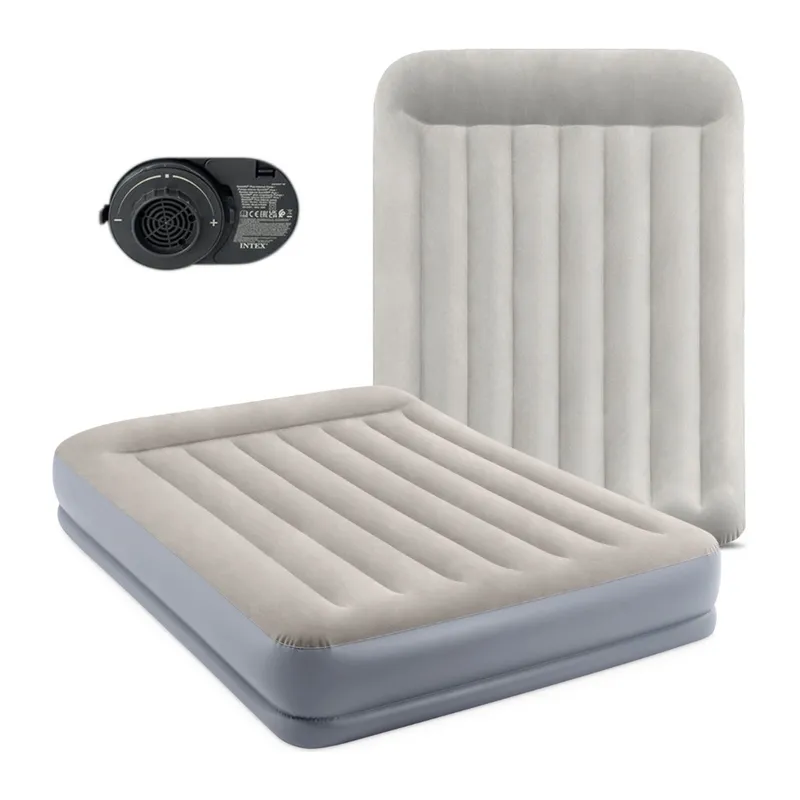 INTEX Dwuosobowy Materac Dmuchany Welurowy Z Pompką 152 x 203 x 30 cm