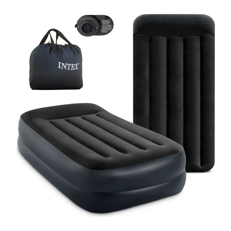 INTEX Jednoosobowy Materac Dmuchany Welurowy Z Pompką 99 x 191 x 42 cm