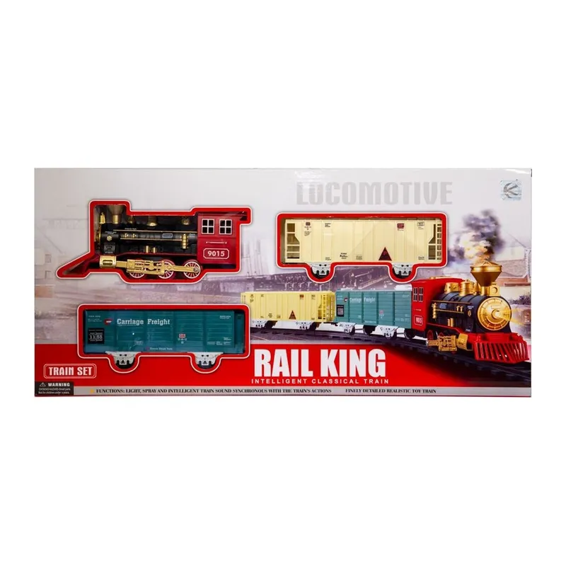Kolejka Na Baterie Z Dźwiękiem Światłem I Parą Zestaw 12 Elementów TUM-TUM
