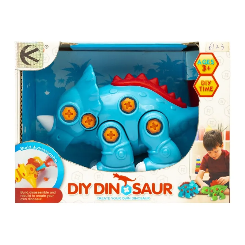 Kolorowy Dinozaur Do Skręcania Z Śrubokrętem 17 cm Plastikowy TUM-TUM