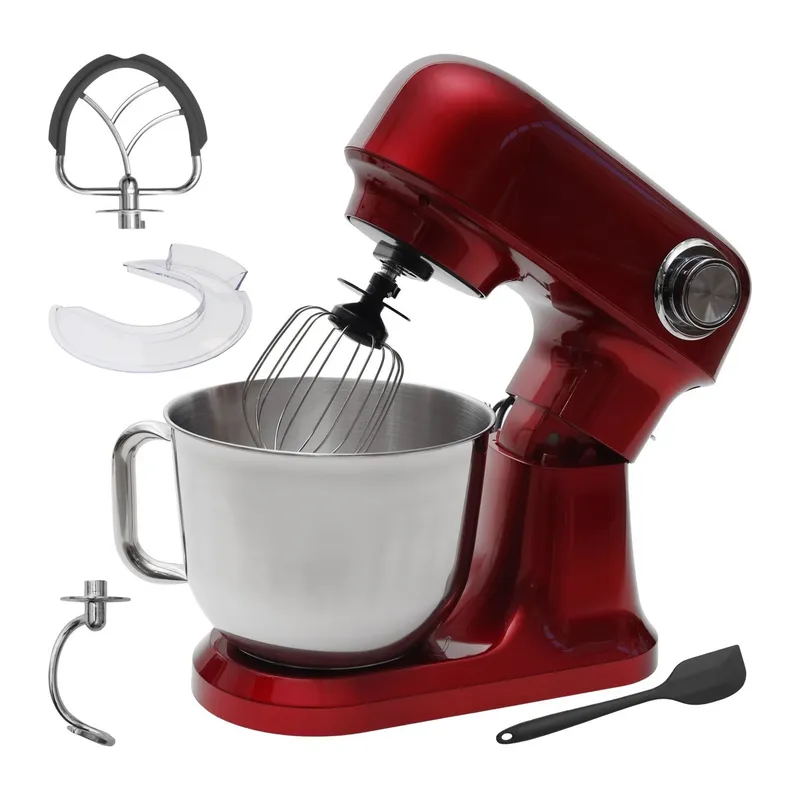 Robot Planetarny Kuchenny 1500 W Z Misą 5 l Silikonową Łopatką - Czerwony