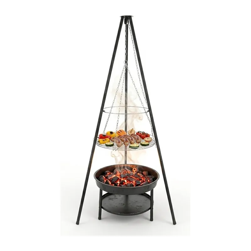 Palenisko Trójnóg Duży Grill Ogniskowy Wiszący 2w1 Z Rusztem GARDIVA