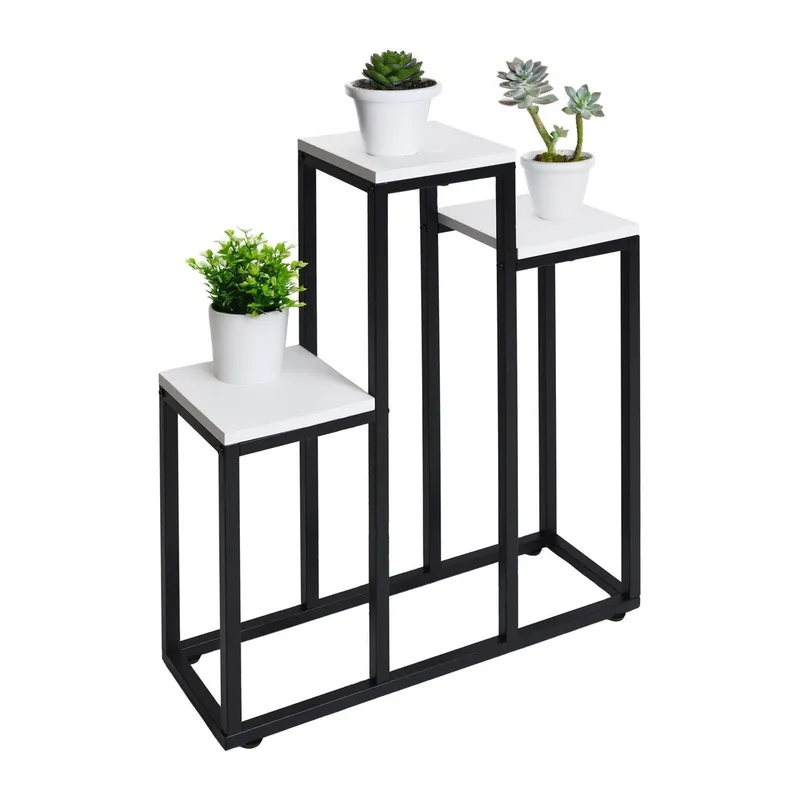 Kwietnik Stojący Na Kwiaty Metalowy 3 Półki GARDIVA 67 cm - Biały