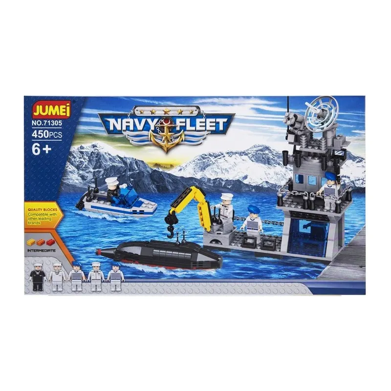 Klocki Marynarka Wojenna 450 Elementów TUM-TUM Z Okrętem 47 x 28 cm