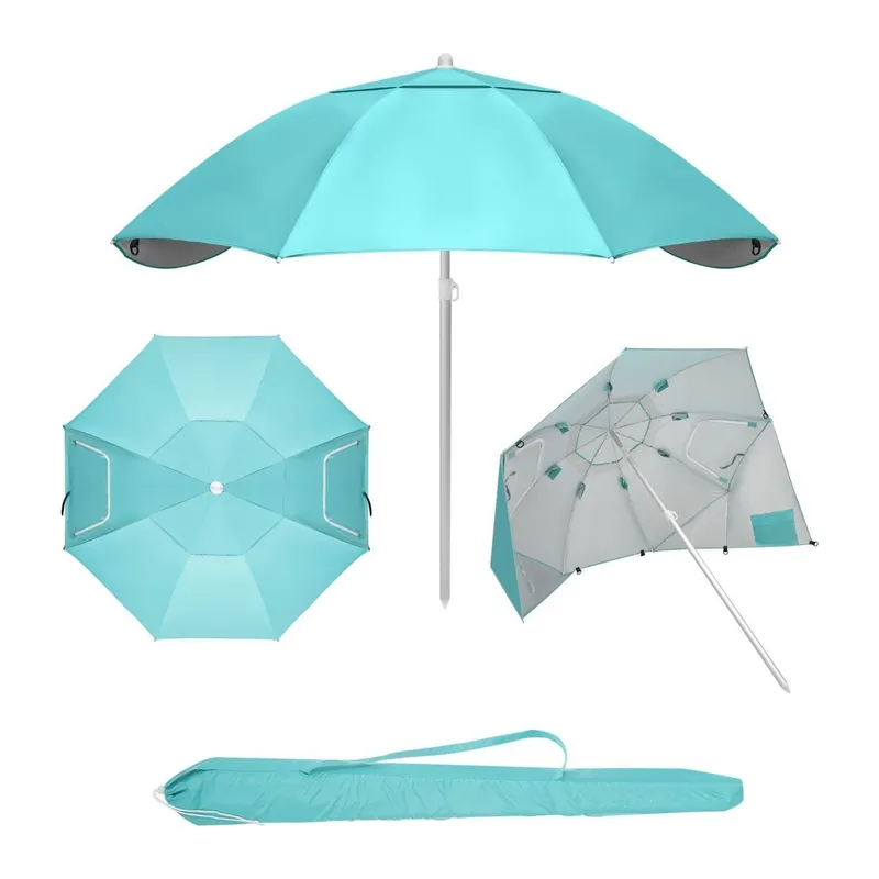 Parasol Plażowy 2w1 Parawan Składany Z Powłoką Srebrną 155 cm GARDIVA