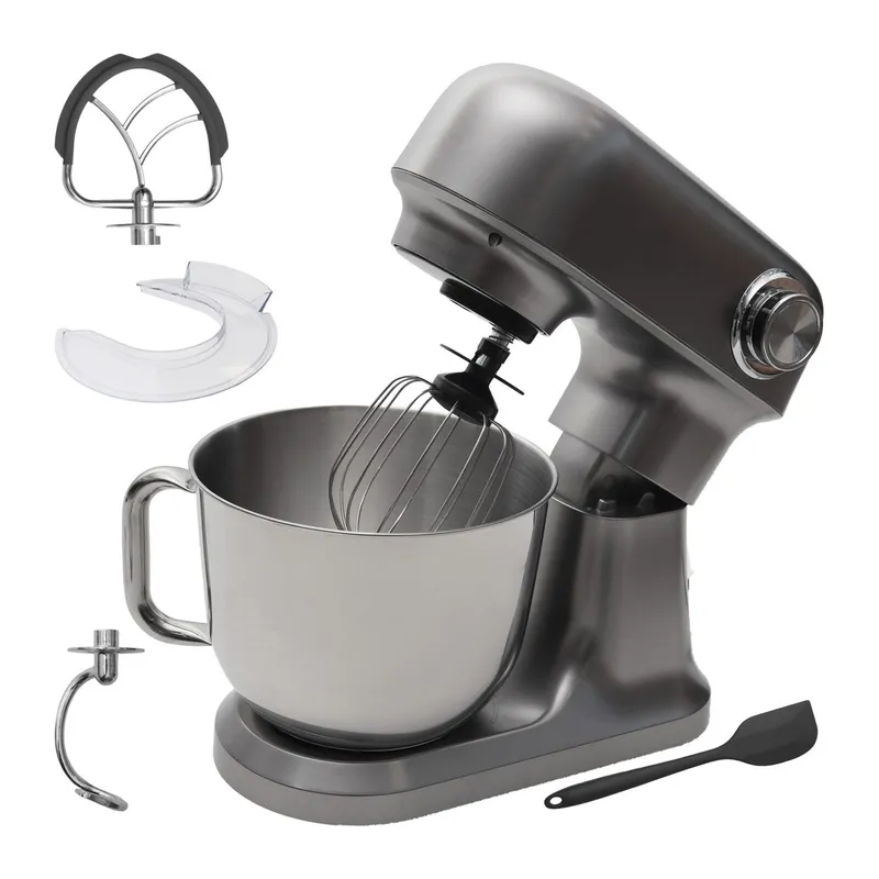 Robot Planetarny Kuchenny 1500 W Z Misą 5 l Łopatką Ciemny - Srebrny
