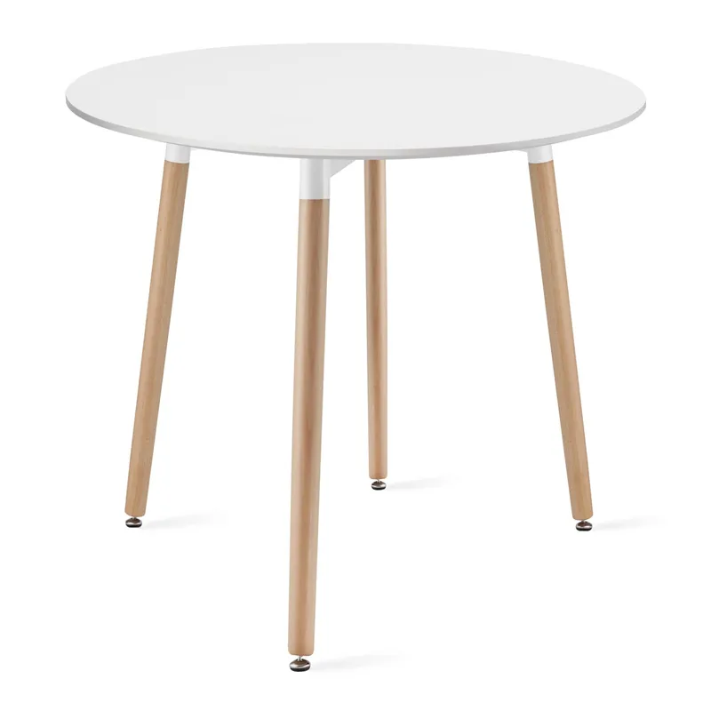 Stół MEBLIVA TOMIN Okrągły 80cm - Biały Naturalne Nogi