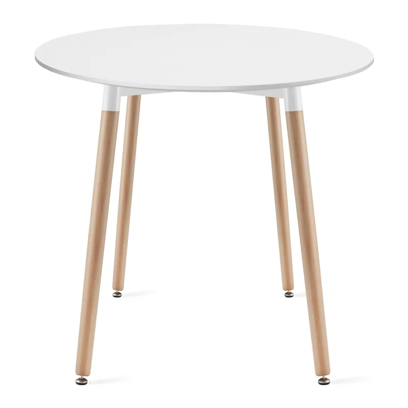 Stół MEBLIVA TOMIN Okrągły 80cm - Biały Naturalne Nogi