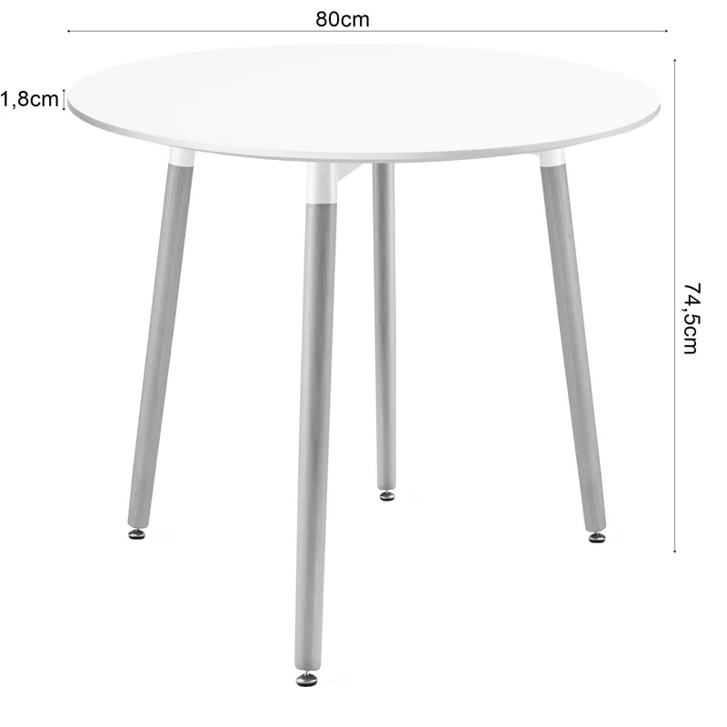 Stół MEBLIVA TOMIN Okrągły 80cm - Biały Naturalne Nogi