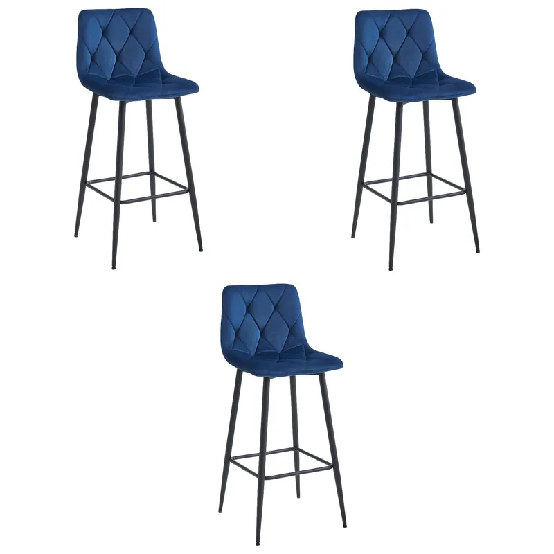 Hoker MEBLIVA DIPER - Granat Aksamit Nogi Czarne 3 szt