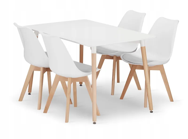 Zestaw Stół Prostokątny ADRIA 120x80cm Biały + 4 Krzesła MARK Białe MEBLIVA