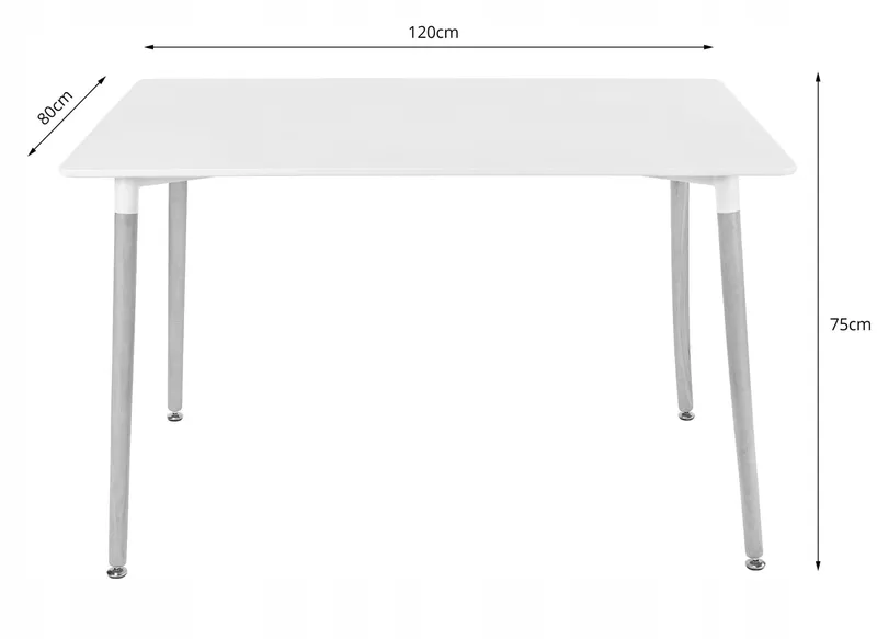 Zestaw Stół Prostokątny ADRIA 120x80cm Biały + 4 Krzesła MARK Białe MEBLIVA