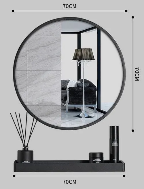 Lustro Z Półką 70cm MEBLIVA - Czarne