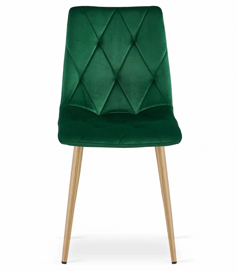 Krzesło MEBLIVA KIFAR - Ciemna Zieleń Aksamit Nogi Kolor Drewna 4 szt