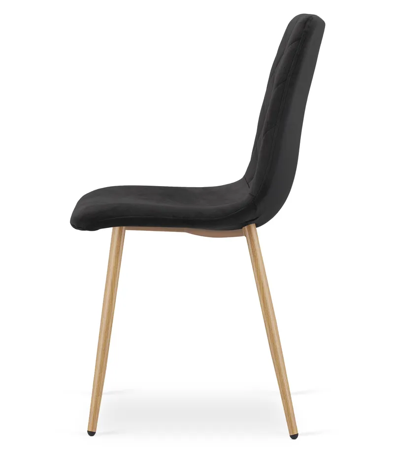 Krzesło MEBLIVA DALIN - Czarny Aksamit Nogi Kolor Drewna 4 szt