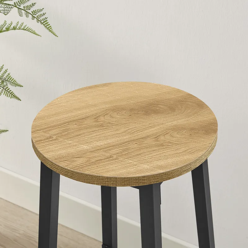 Taboret Barowy - Dąb Nogi Czarne MEBLIVA