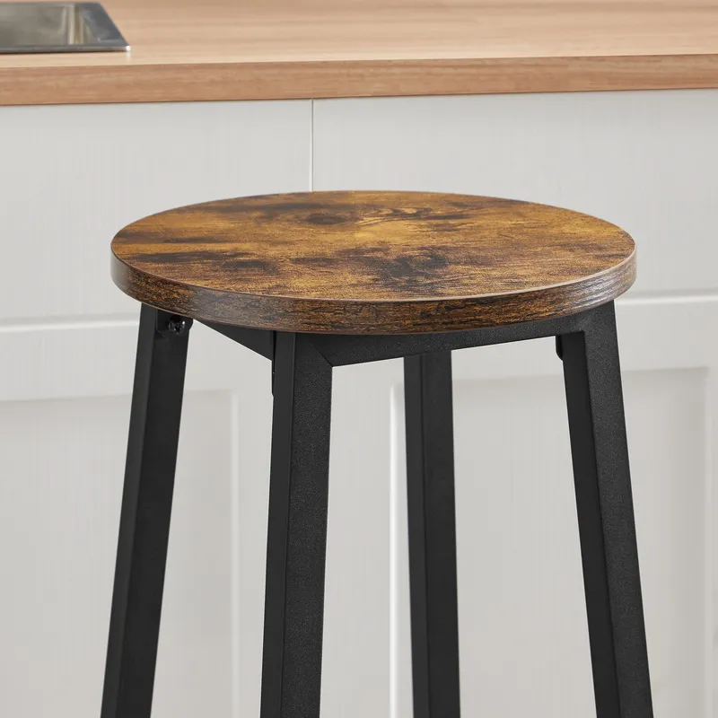 Taboret Barowy - Rustykalny Nogi Czarne MEBLIVA