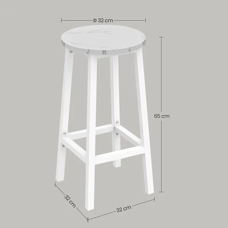 Taboret Barowy - Marmur Nogi Białe MEBLIVA