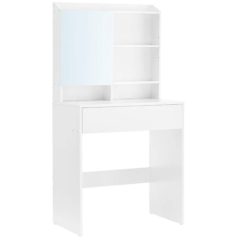 Toaletka Z Lustrem Drewniana 70 x 40 x 136 cm RDT118W01 - Biała